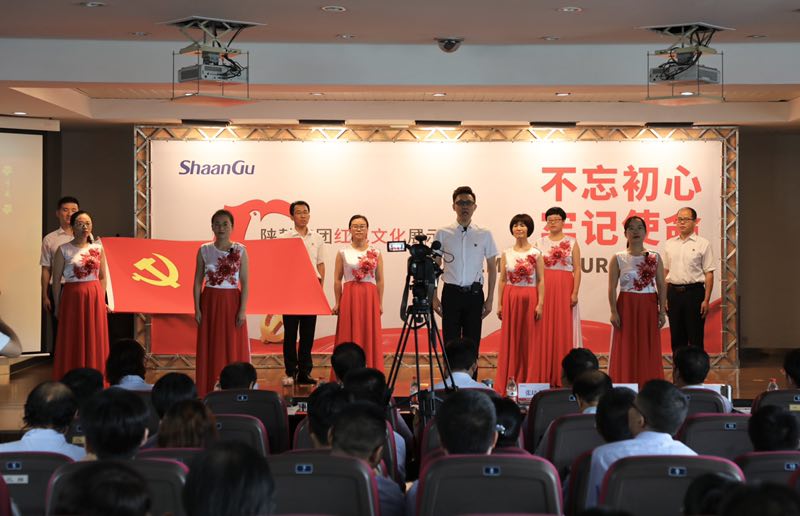 陜鼓戰(zhàn)略黨支部、投資證券黨支部聯(lián)合參賽隊(duì)表演主題朗誦《七月的天空》.jpg
